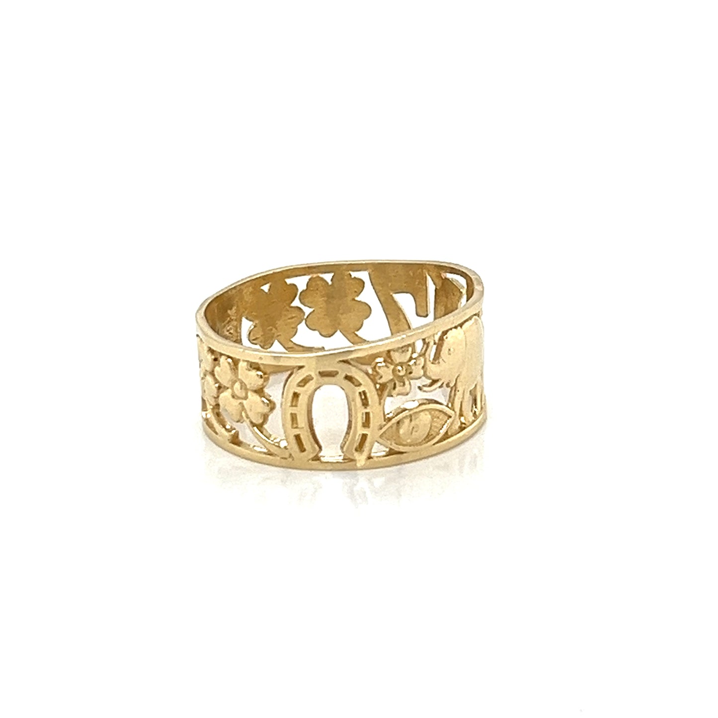 Anillo "LUCKY" liso de oro de 14 quilates