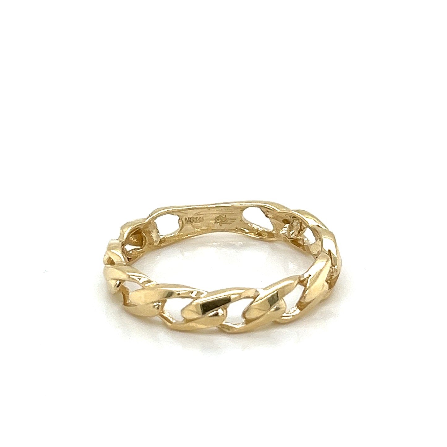 Anillo cubano Miami liso de oro de 14 quilates de 4 mm