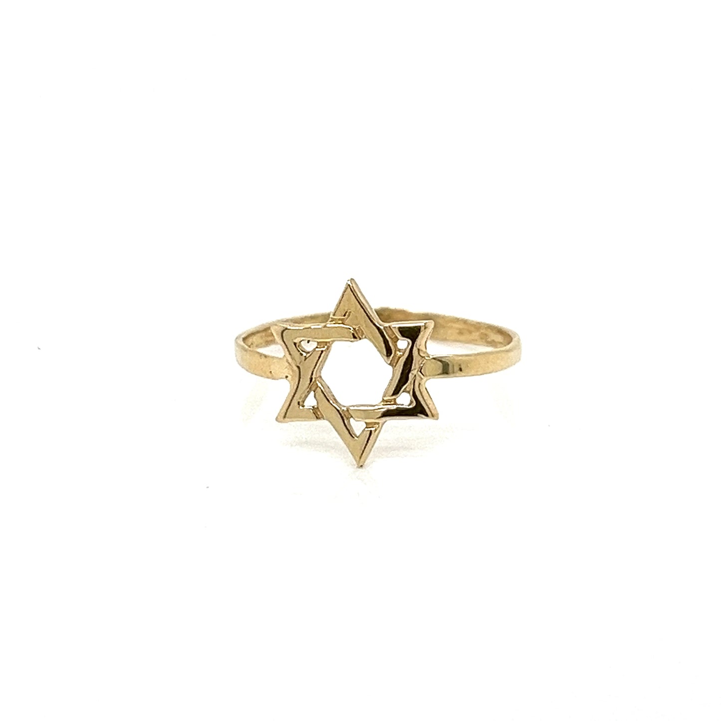 Anillo liso con estrella de David de oro de 14 quilates