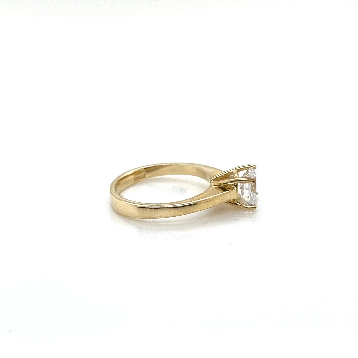 14K Gold Elevated CZ Solitaire Ring