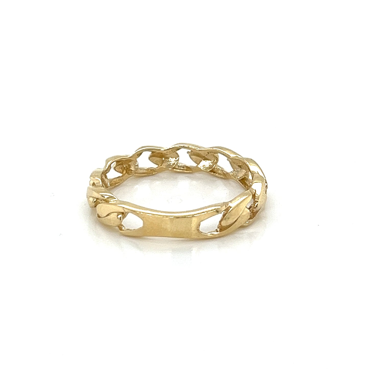 Anillo cubano Miami liso de oro de 14 quilates de 4 mm
