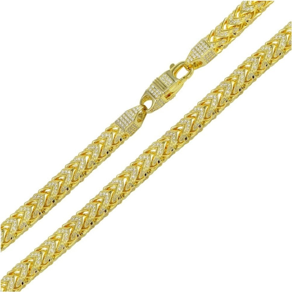 14K Gold Plated CZ Franco Chain Necklace