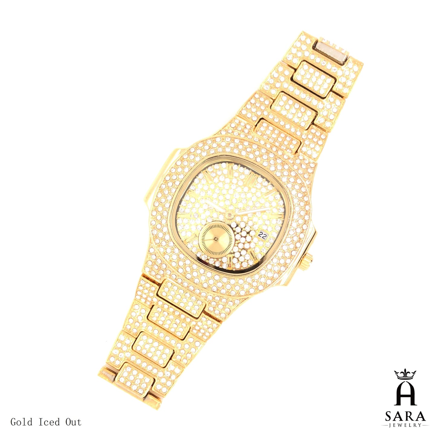 Classic Patek Design Full Diamond Mosiac High-end 18K Gold Plated / Silver Rhodium Plated Never Fade Silver Hubal Watch