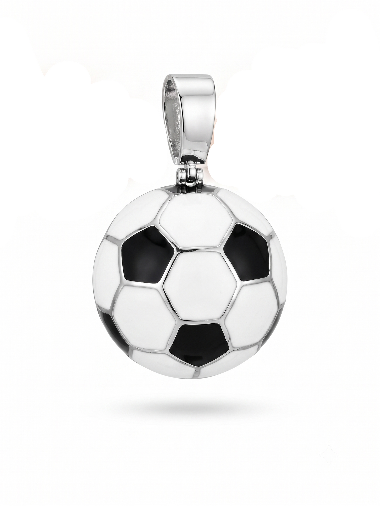 3D Iced Out Soccer Ball Pendant Necklace - Lab Moissanite / CZ / Enamel Football Charm