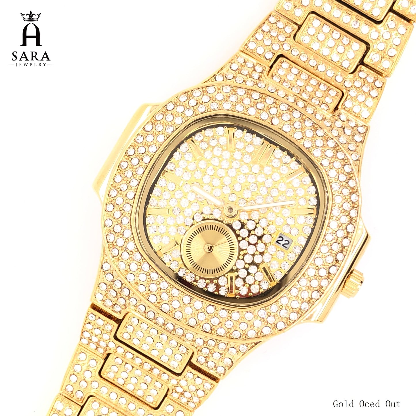 Classic Patek Design Full Diamond Mosiac High-end 18K Gold Plated / Silver Rhodium Plated Never Fade Silver Hubal Watch