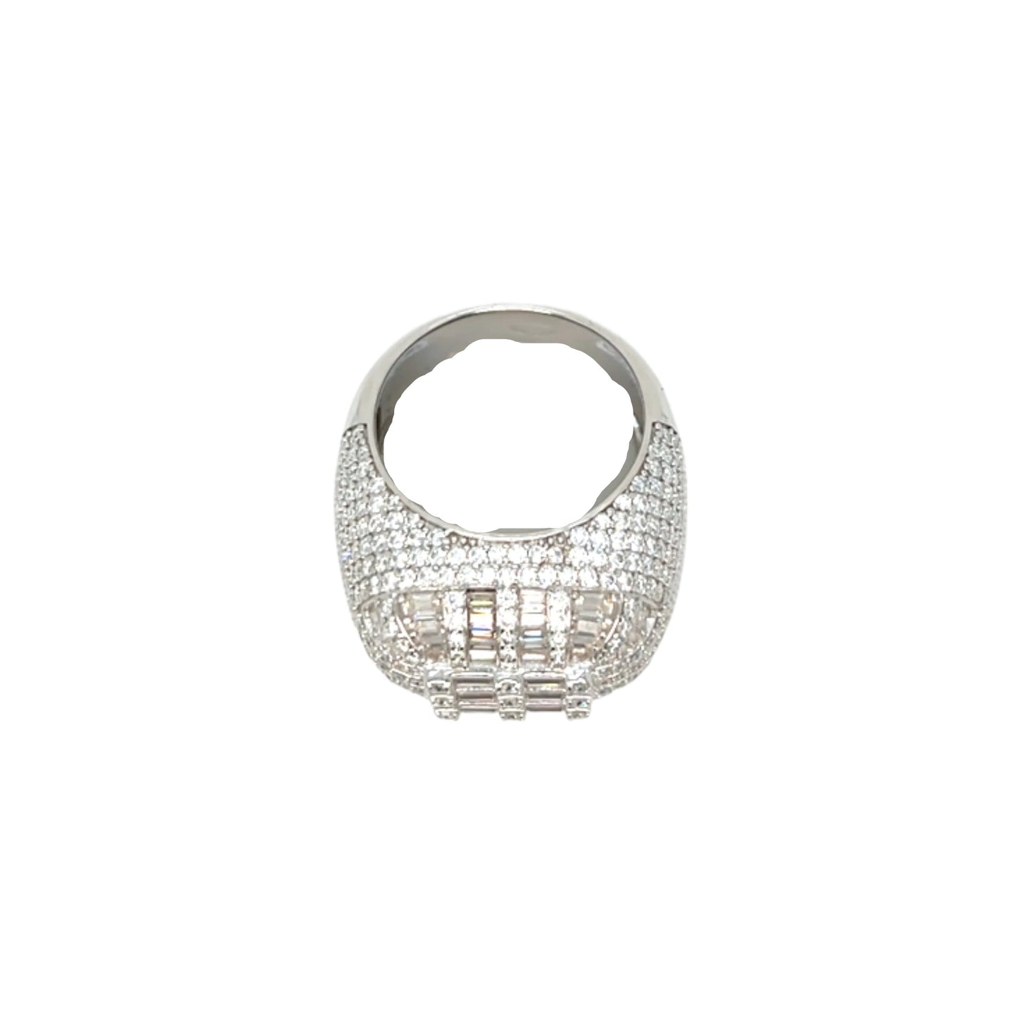 Baguette CZ Dome Cluster Bling Men's Ring