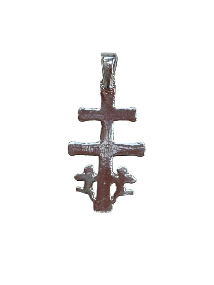 DIJE CRUZ DE CARAVACA LISA DE ALTO PULIDO 1" PULGADAS