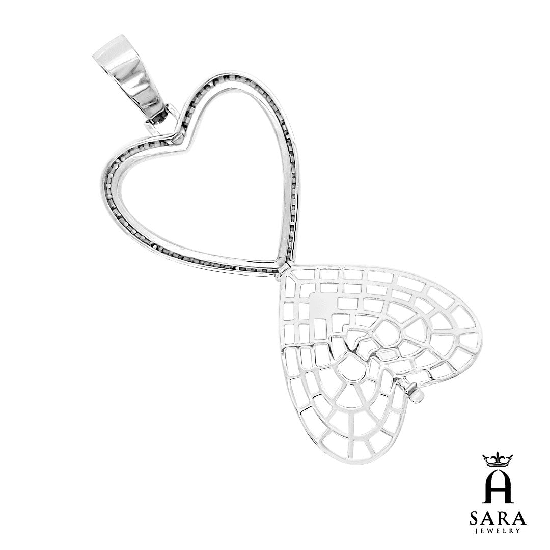 Colgante de 2.0 x 2.0 in con cubierta de cristal con imagen de corazón de plata blanca