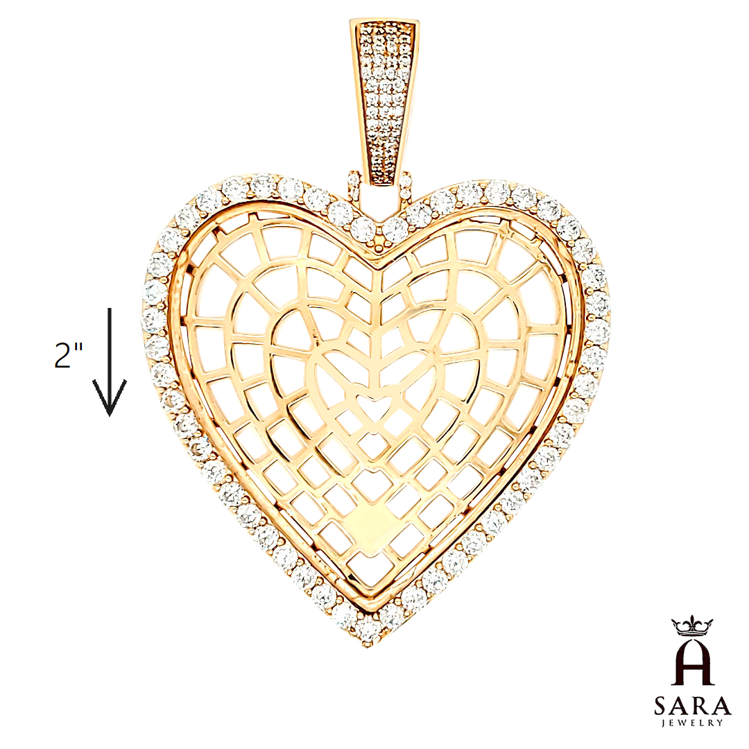 Colgante de 2.0 x 2.0 in con cubierta de cristal con imagen de corazón de plata blanca
