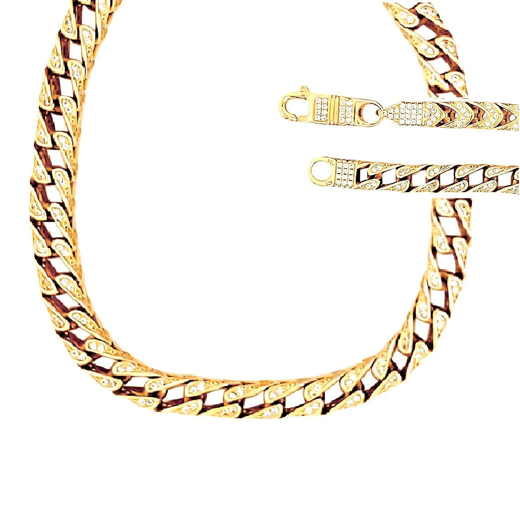 14K Gold Plated CZ Franco Chain Necklace