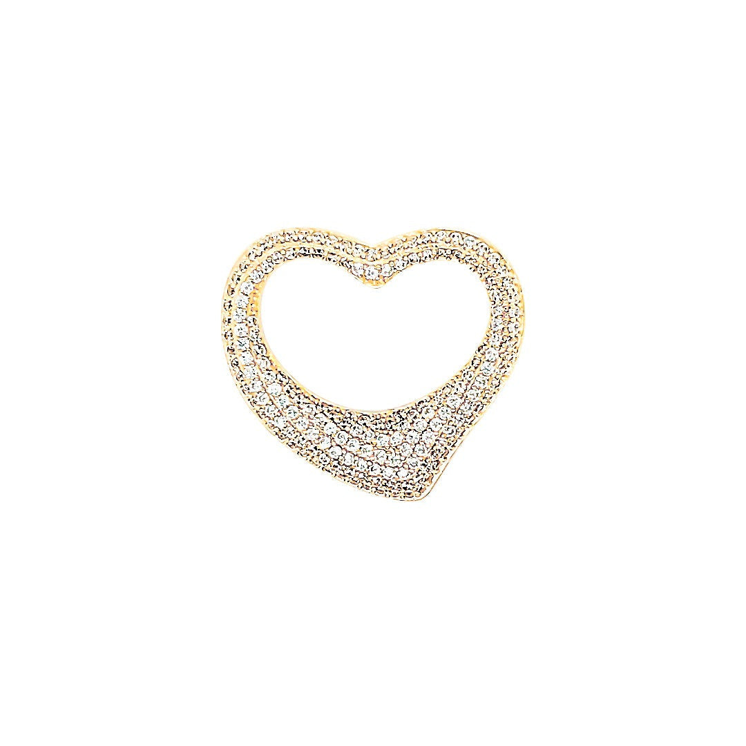 Colgante de plata de ley 925 con acabado rodio y piedras redondas en forma de corazón para mujer
