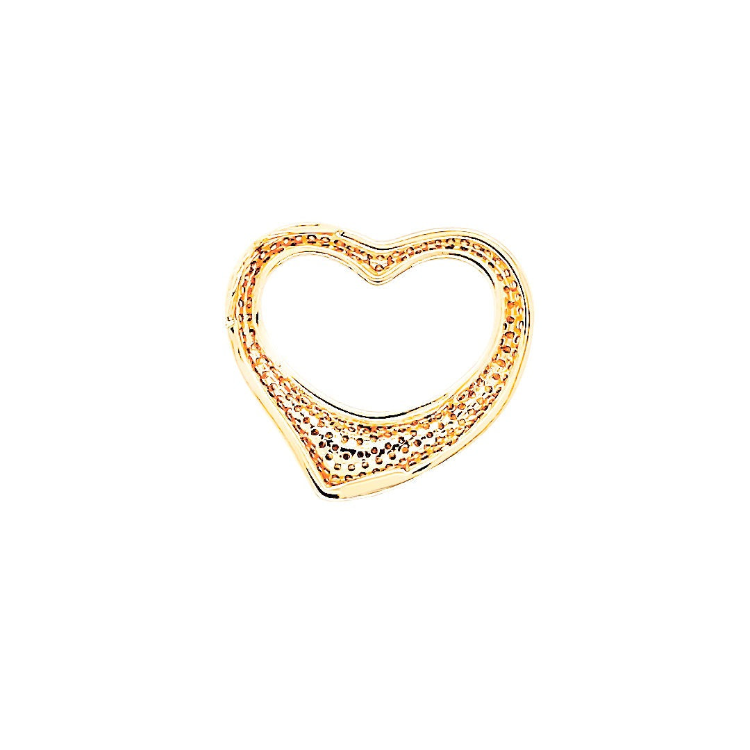 925 Sterling Silver Rhodium Finish Round Stones Heart Ladies Pendant Charm