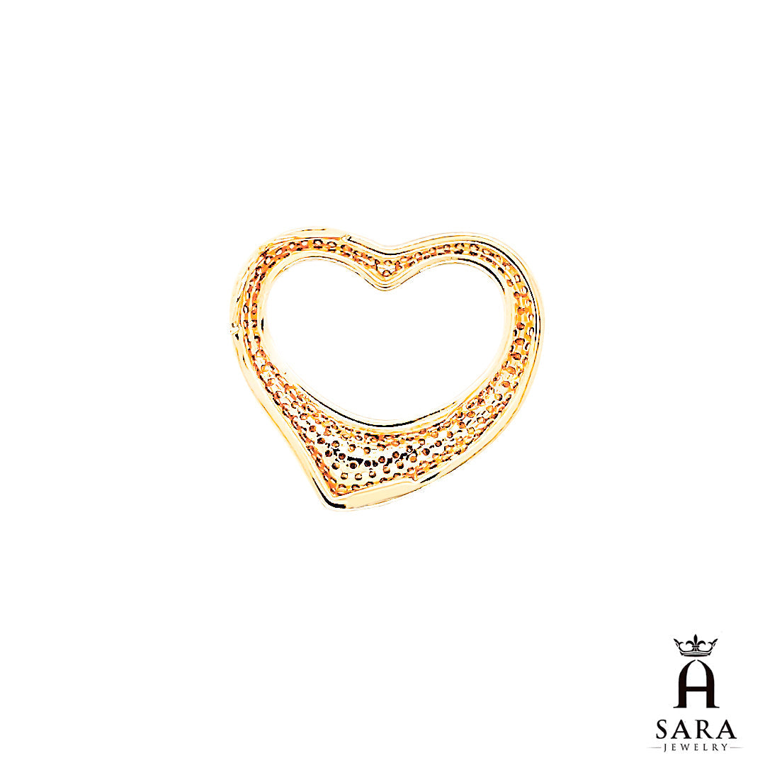 Gold Finish Round Stones Heart Ladies Pendant Charm