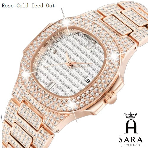 Classic Patek Design Full Diamond Mosiac High-end 18K Gold Plated / Silver Rhodium Plated Never Fade
