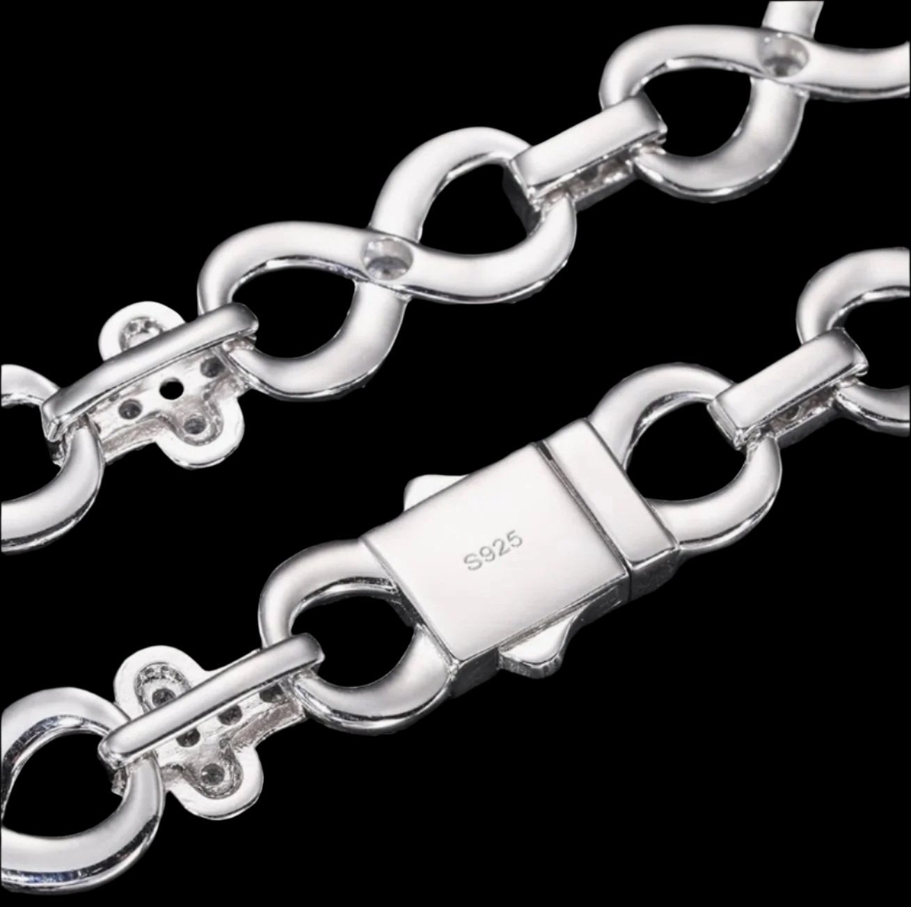 Moissanite Sterling Silver 925 Cross Infinity Link 12mm Iced Out 18"-24" Chain Necklace - M500039