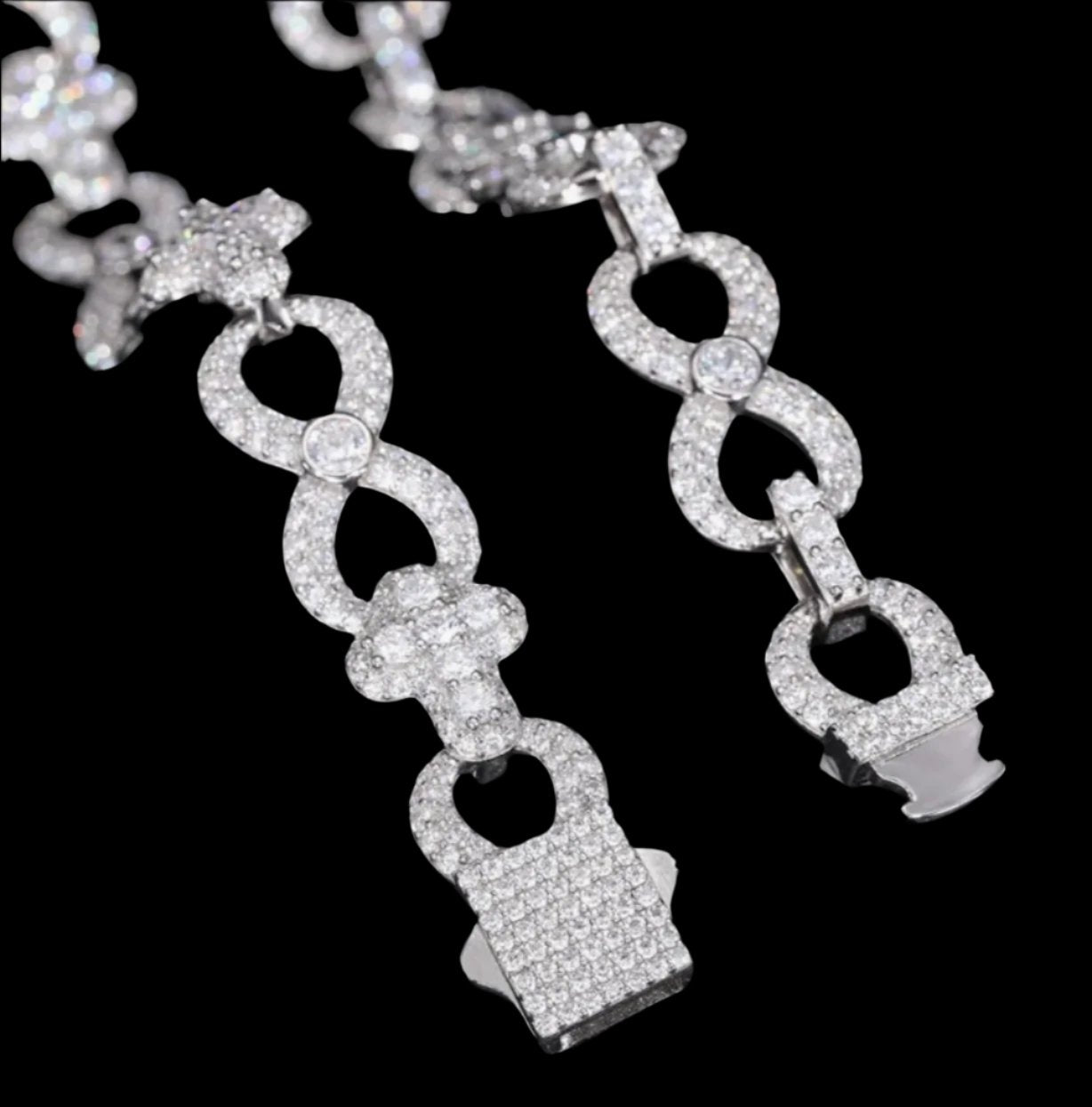 Moissanite Sterling Silver 925 Cross Infinity Link 12mm Iced Out 18"-24" Chain Necklace - M500039