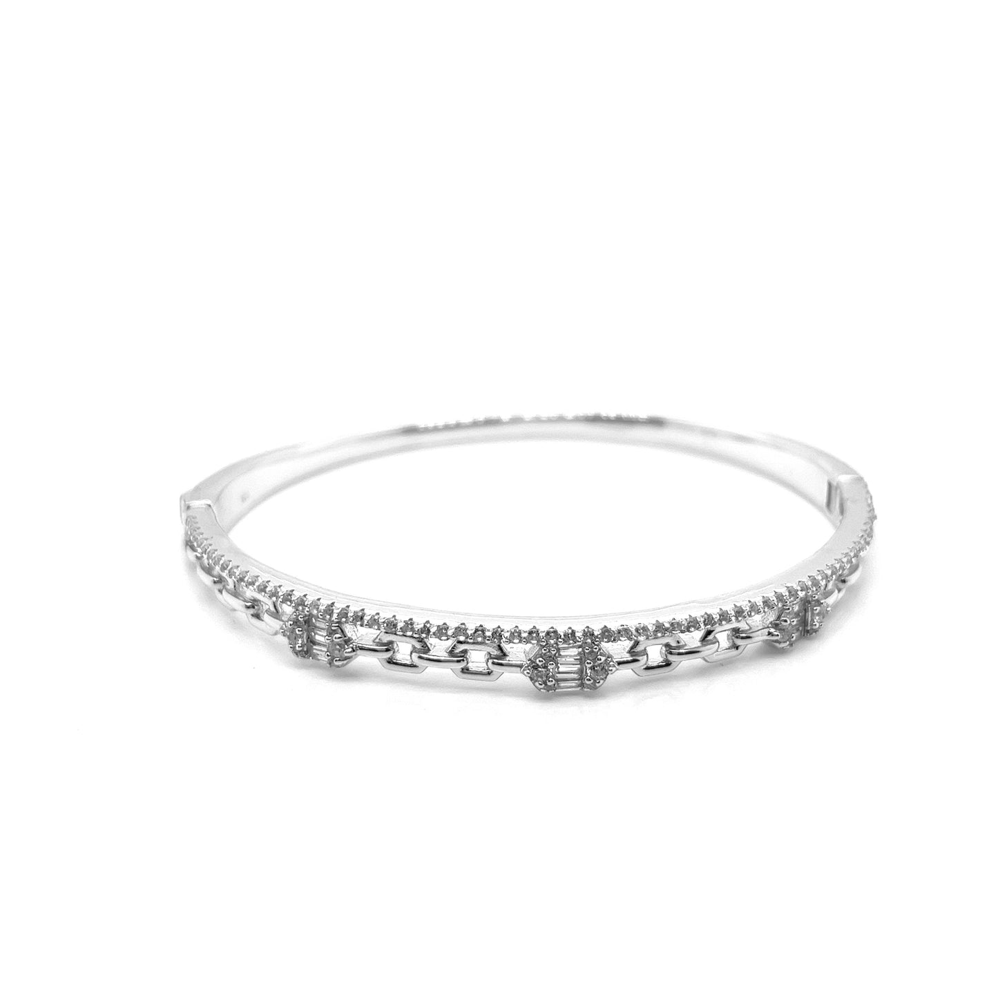 Silver 925 Baguette Link Bangle