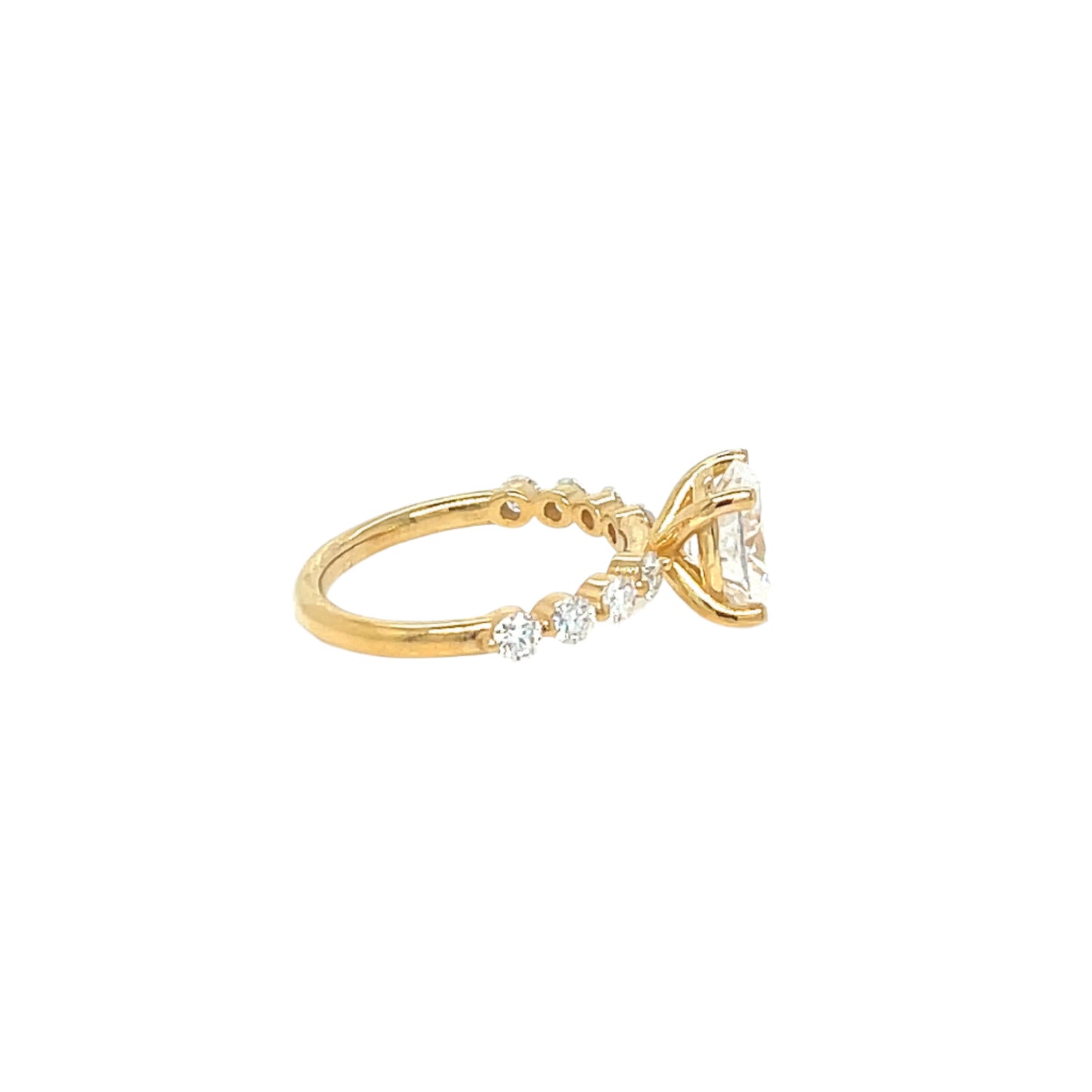 Custom Design Jewelry Engangment 2.3ct Oval Main Lab-Created Moissanite Ladies 14k Gold Ring