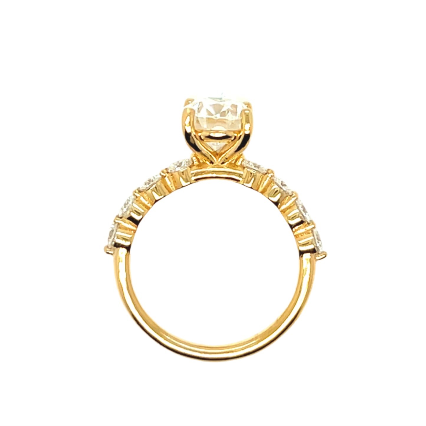 Custom Design Jewelry Engangment 2.3ct Oval Main Lab-Created Moissanite Ladies 14k Gold Ring