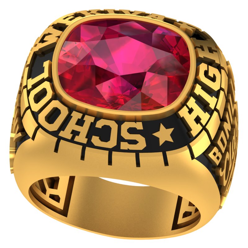 Anillo de graduación de oro de 14 quilates