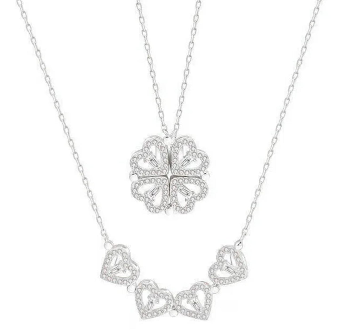 Magnet Stainless Steel Heart Women's Necklace - Magnetic Diamond-Embedded Love