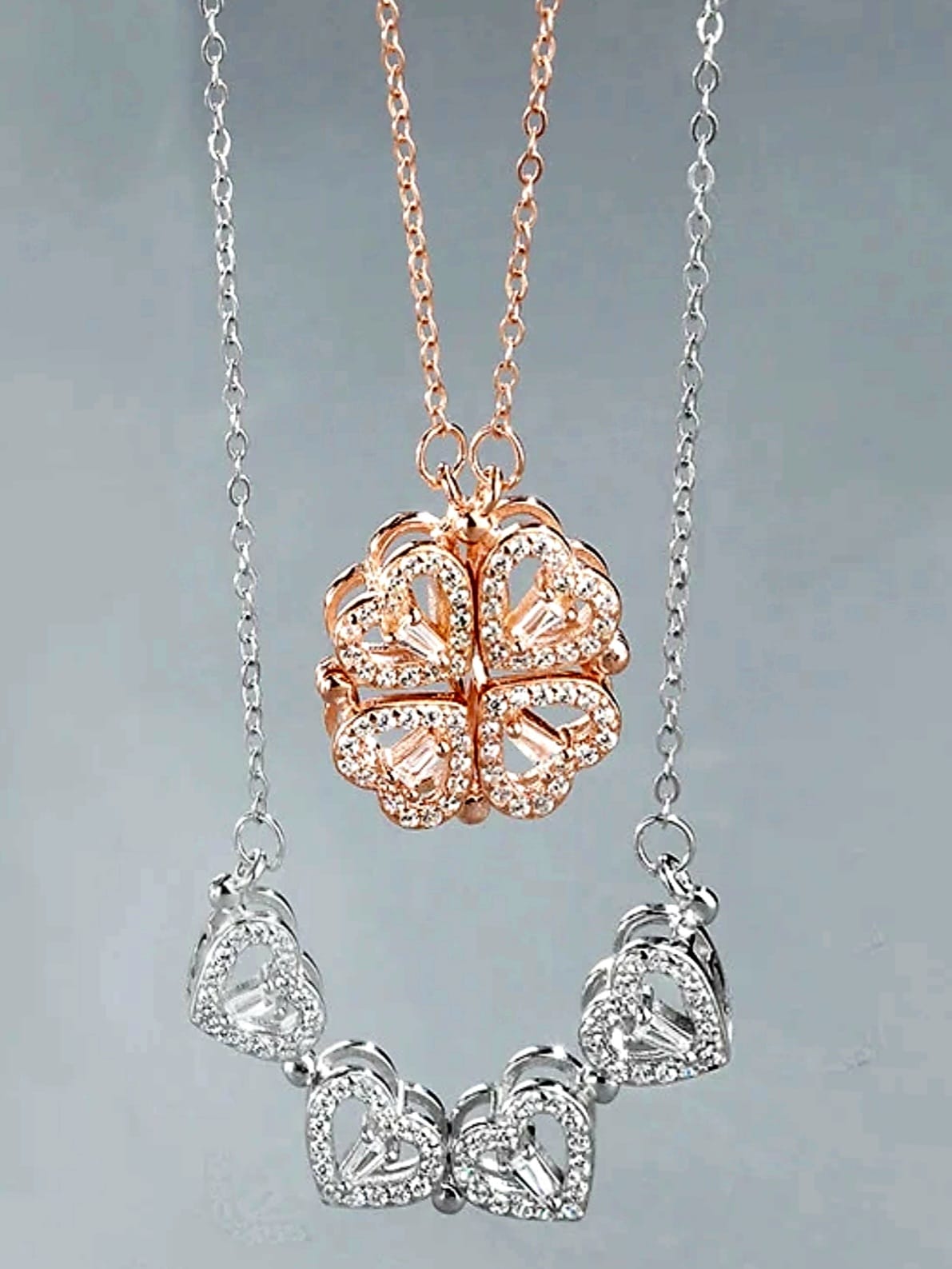 Magnet Stainless Steel Heart Women's Necklace - Magnetic Diamond-Embedded Love