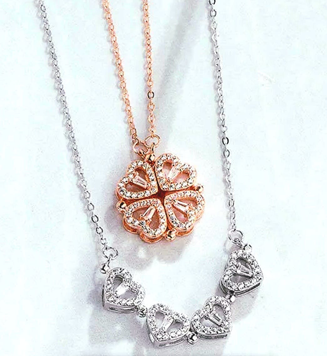 Magnet Stainless Steel Heart Women's Necklace - Magnetic Diamond-Embedded Love