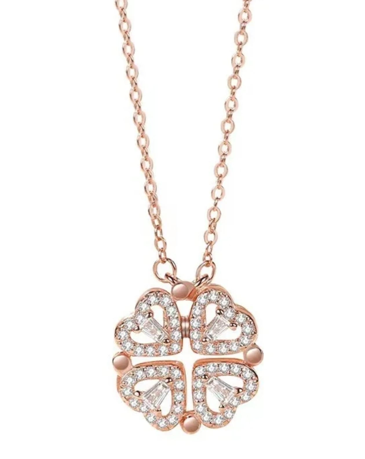 Magnet Stainless Steel Heart Women's Necklace - Magnetic Diamond-Embedded Love