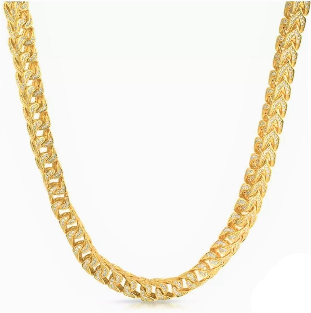 14K Gold Plated CZ Franco Chain Necklace