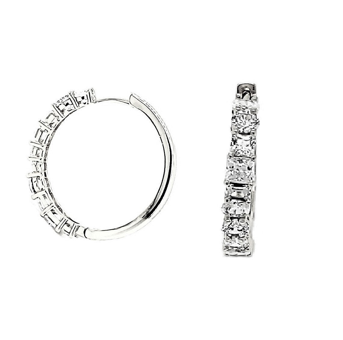 14K Gold Finish over 925 SS Hoop Bling CZ Earrings