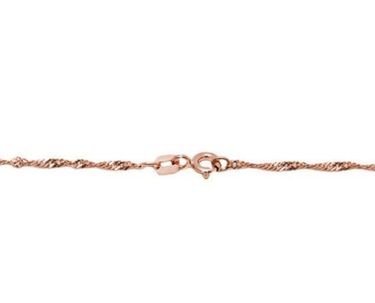 Solid 025 Gauge 1.5mm Singapore Italy Twisted Chain Necklace in 14K Rose-Gold Finish Polished 16"- 20"