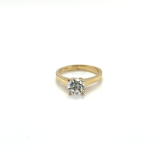 14K Gold Solitaire CZ Ring