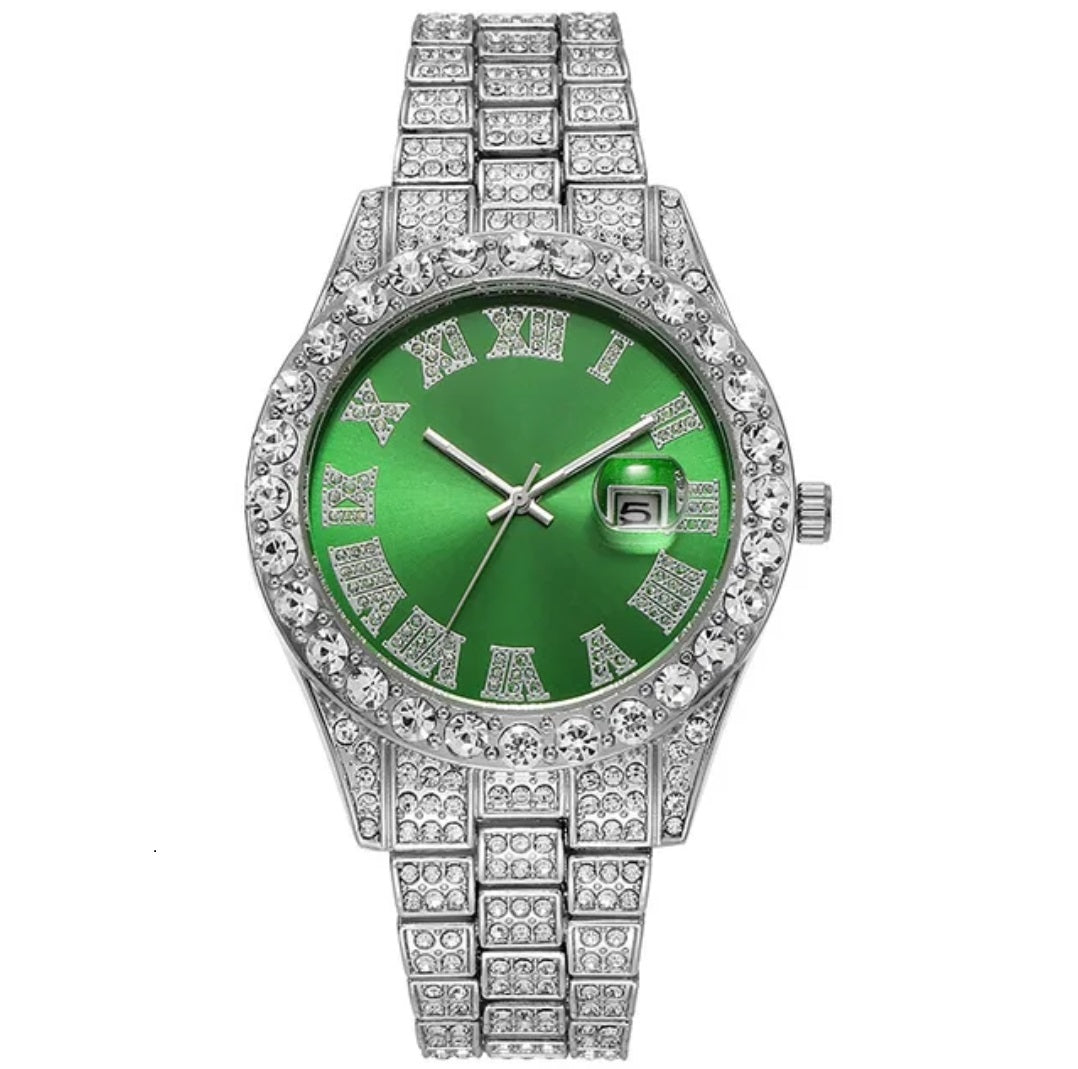 Men's Watch Luxury Brands Designer Fashion Diamond Date Quartz Watch for Men