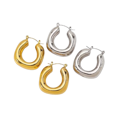 18K Gold Plated Stainless Steel Hoops