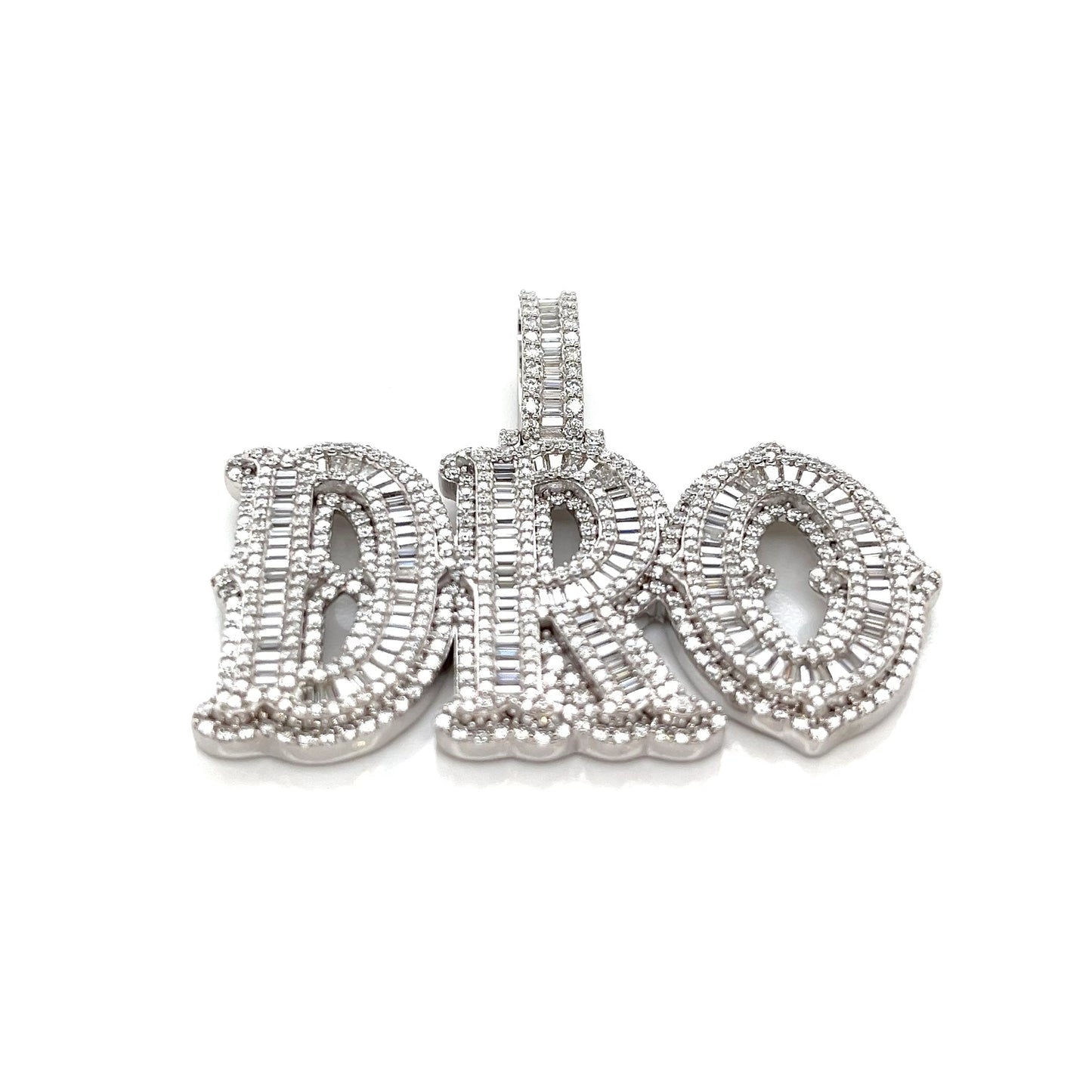 Custom Lab-Created Moissante 'DRO" Sterling Silver Pendant