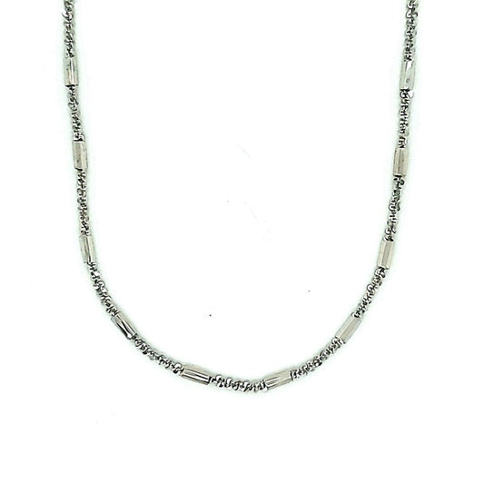 Collar de cadena de barra trenzada italiana de calibre 030 macizo de 1,8 mm en plata de ley 925 con acabado en rodio de 40,6 a 55,8 cm