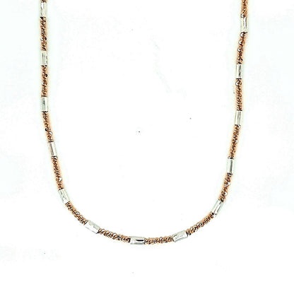 Collar de cadena italiana con barra retorcida, calibre 030 macizo, 1,8 mm, acabado en oro rosa de 14 quilates, pulido sobre plata de ley, de 40,6 a 55,8 cm