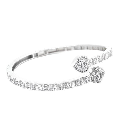 2.83CT MOISSANITE 925 Sterling Silver Heart Bangle Bracelet - M304039