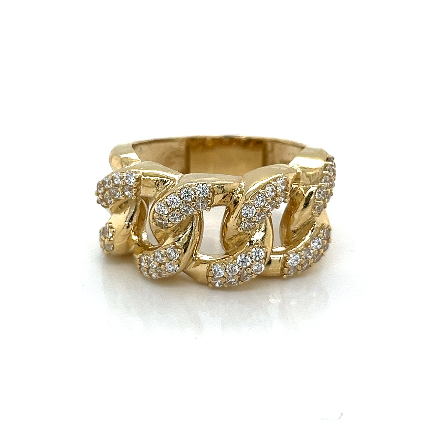 Anillo Cubano Miami De Oro De 14 Quilates Con CZ