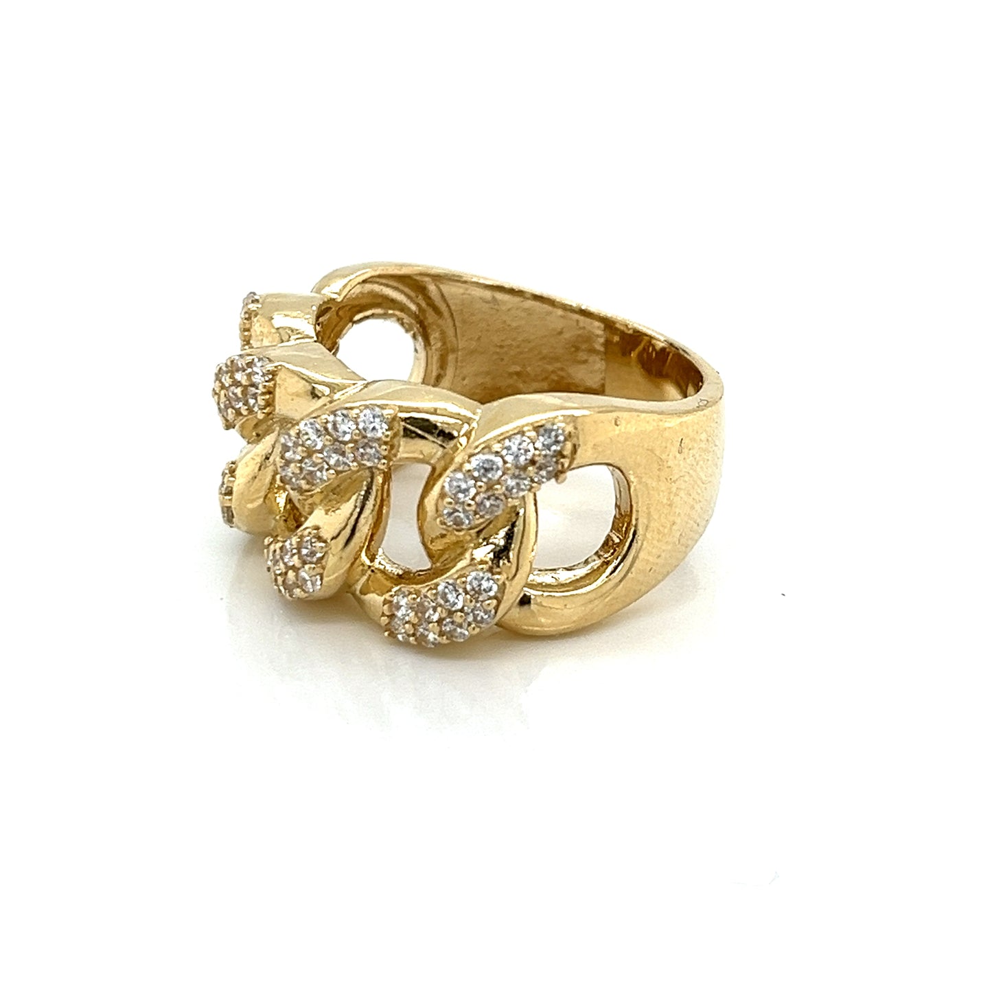 Anillo Cubano Miami De Oro De 14 Quilates Con CZ