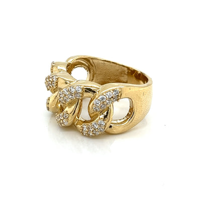 14K Gold Miami Cuban Ring W/ CZ