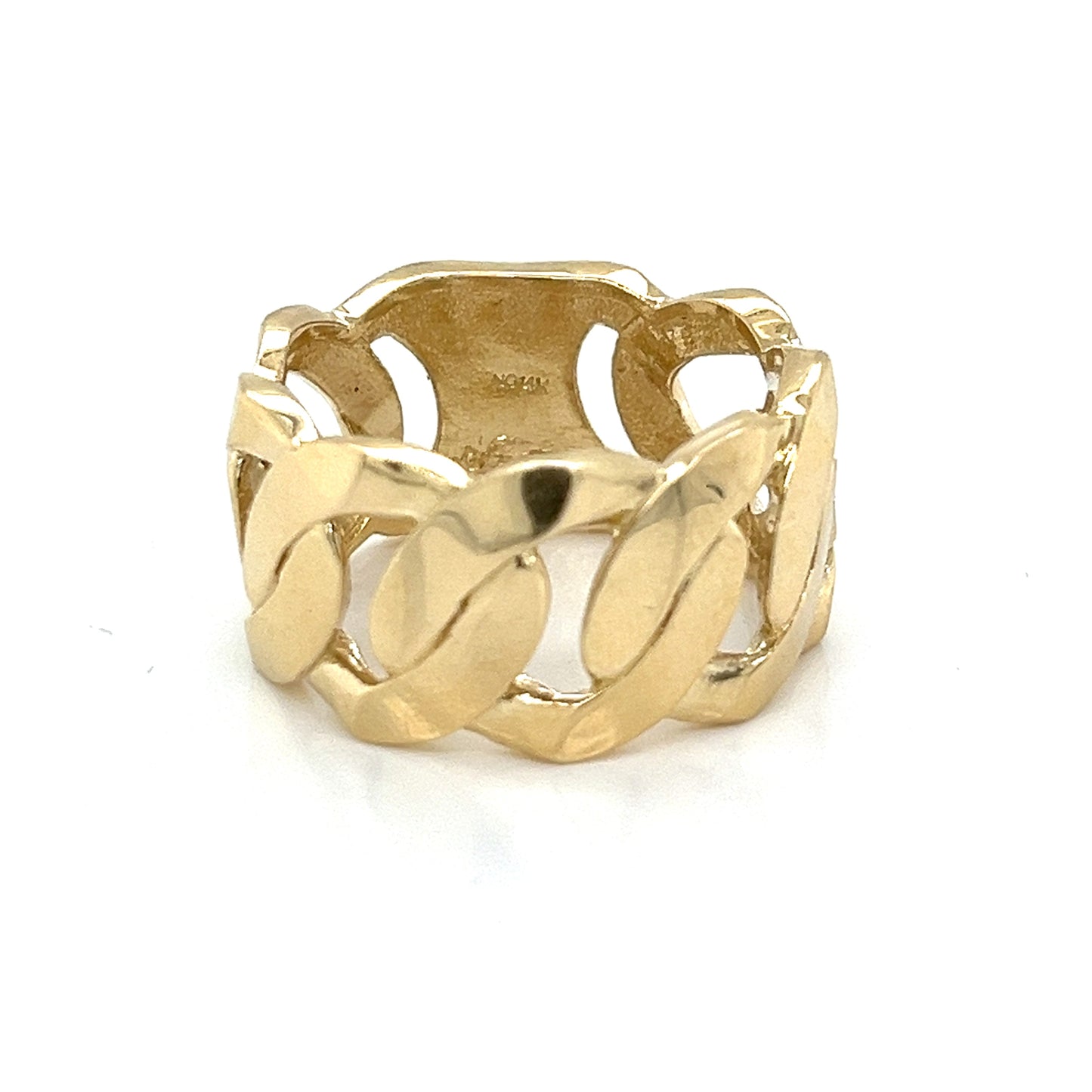 Anillo cubano Miami liso de oro de 14 quilates de 12 mm