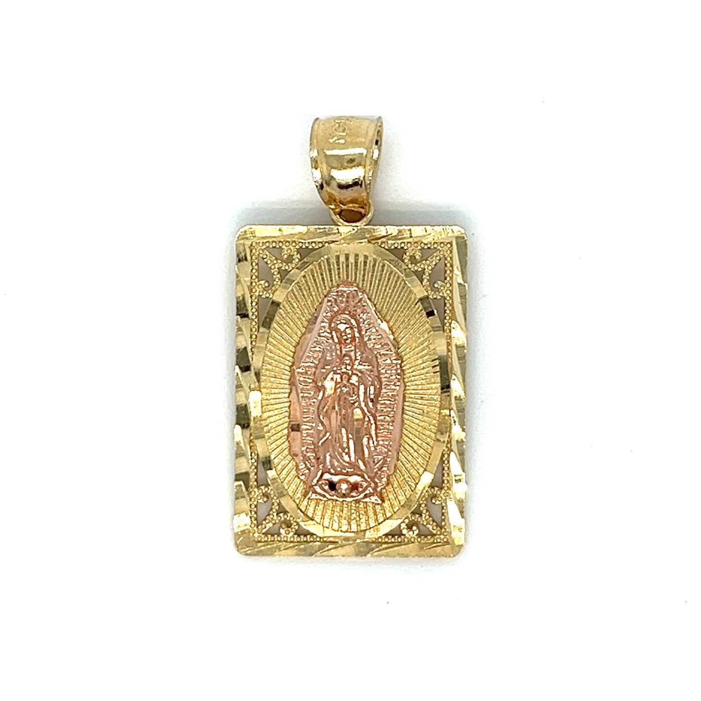 14K Gold Two Tone Virgin Mary Pendant