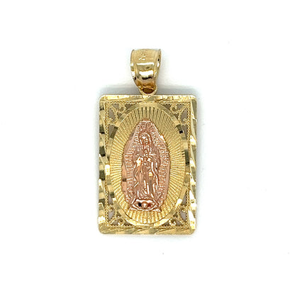 Colgante de la Virgen María en dos tonos de oro de 14 quilates