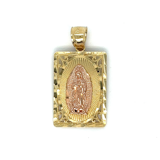 Colgante de la Virgen María en dos tonos de oro de 14 quilates