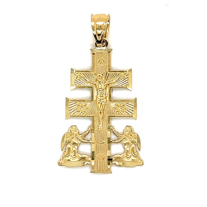 14K Gold Caravaca Cross Pendant