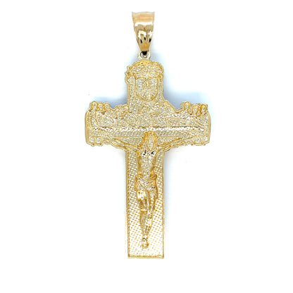 14K Gold Two Tone Jesus Cross Pendant