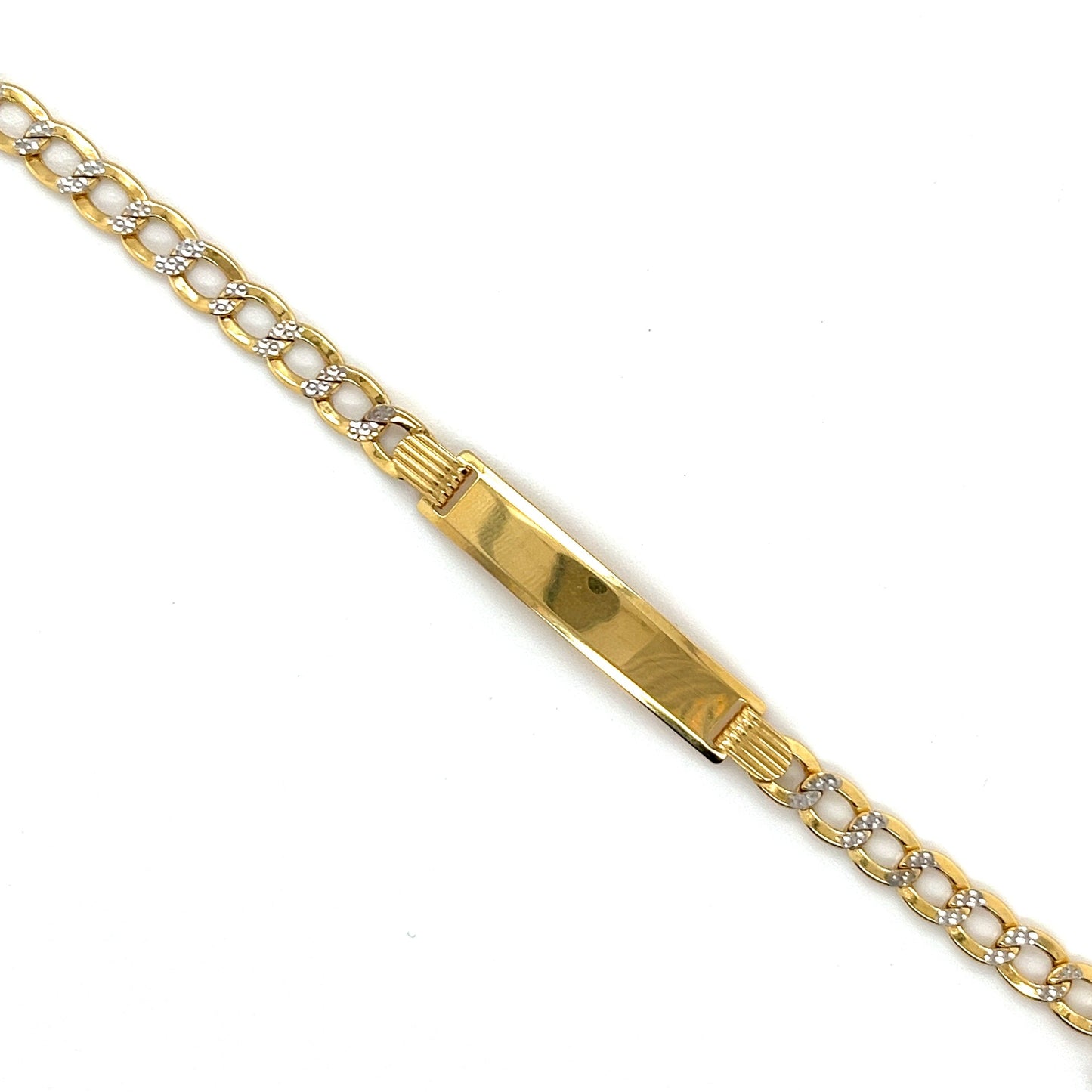 14K Gold ID Bracelet W/ CZ 4MM