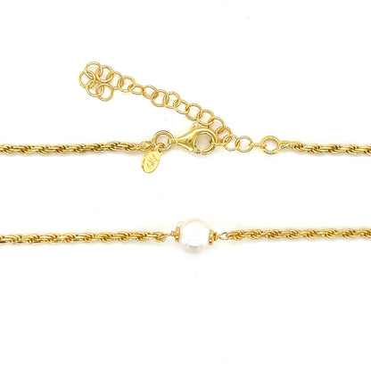 14K Gold Plated Pearl Rope Necklace