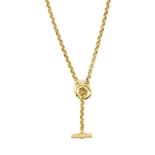 14K Gold Plated T-Bar Pendant Necklace